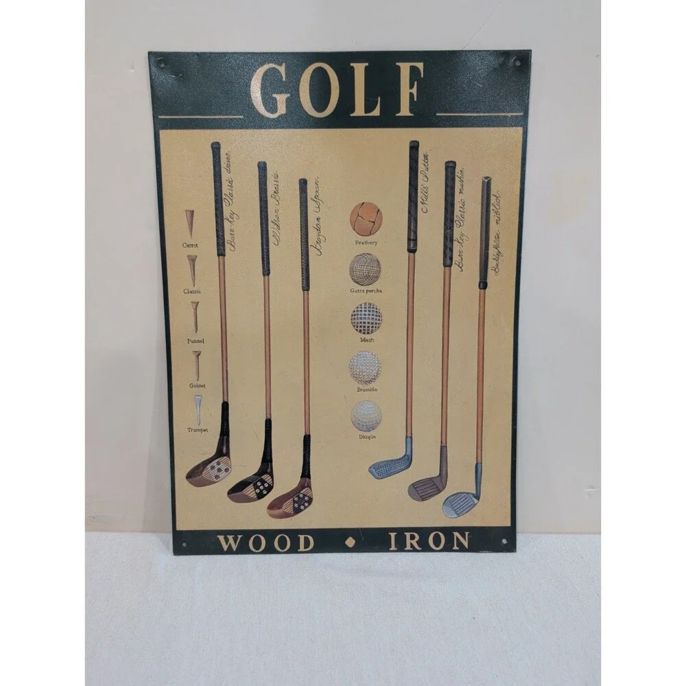 Tin Metal Bar Sign - Golf: Wood & Iron (12.5